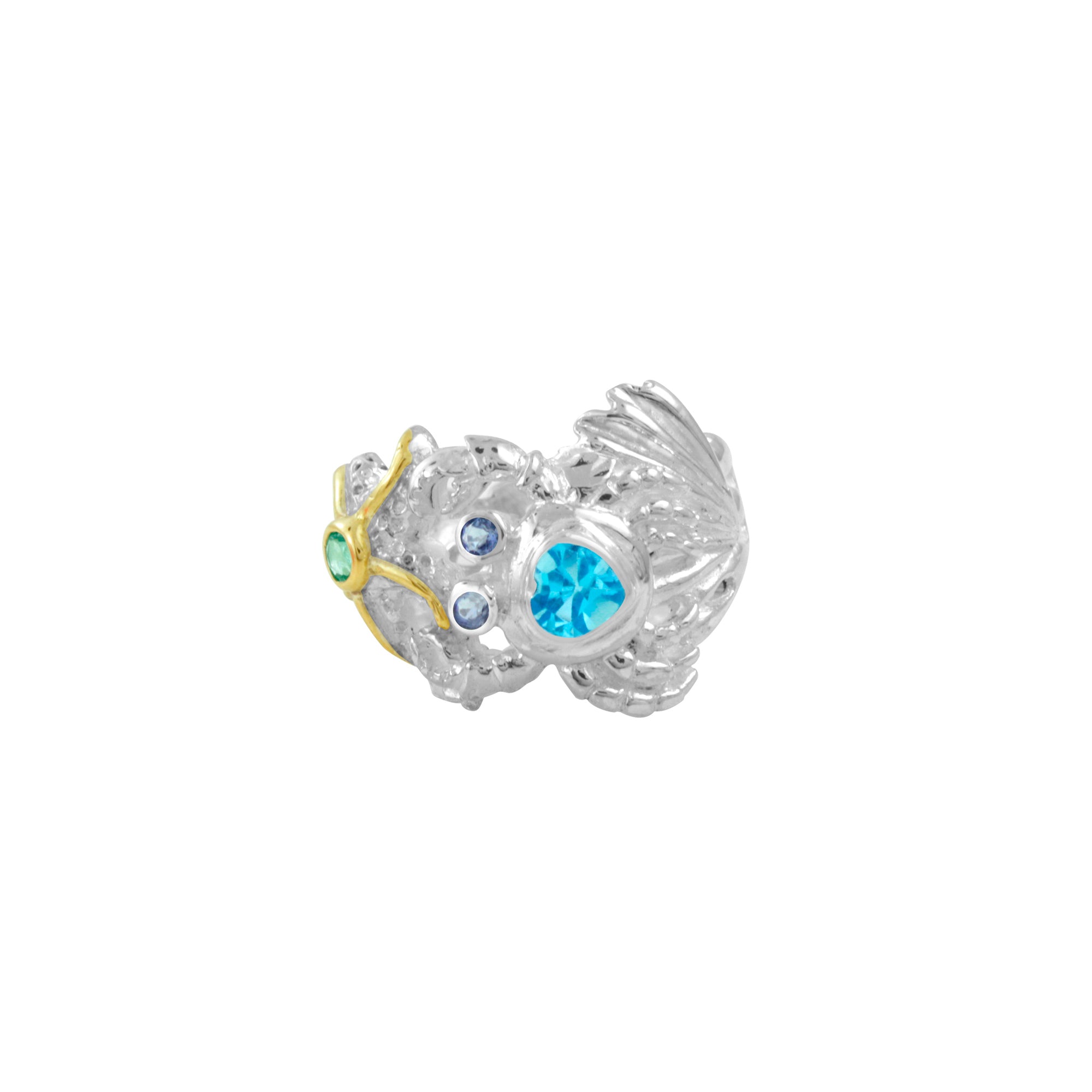 Adorable Silver Crab Ring with Blue Heart!
