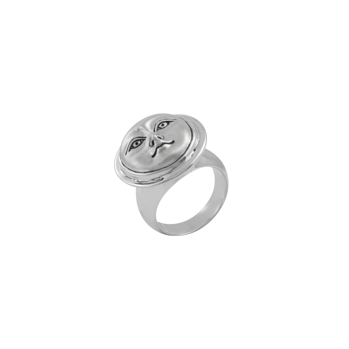 Moon Face Ring with Silver Matt face
