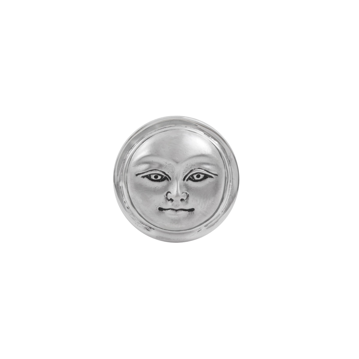 Moon Face Ring with Silver Matt face