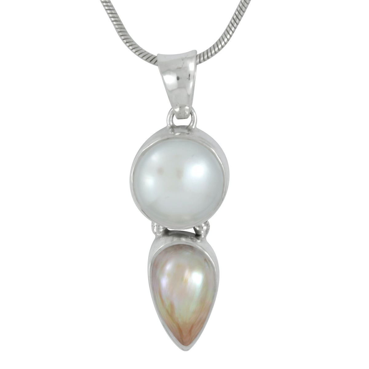 Silver Pendant With Shell Malabar Turbo &amp; Pearl Wongky Gold