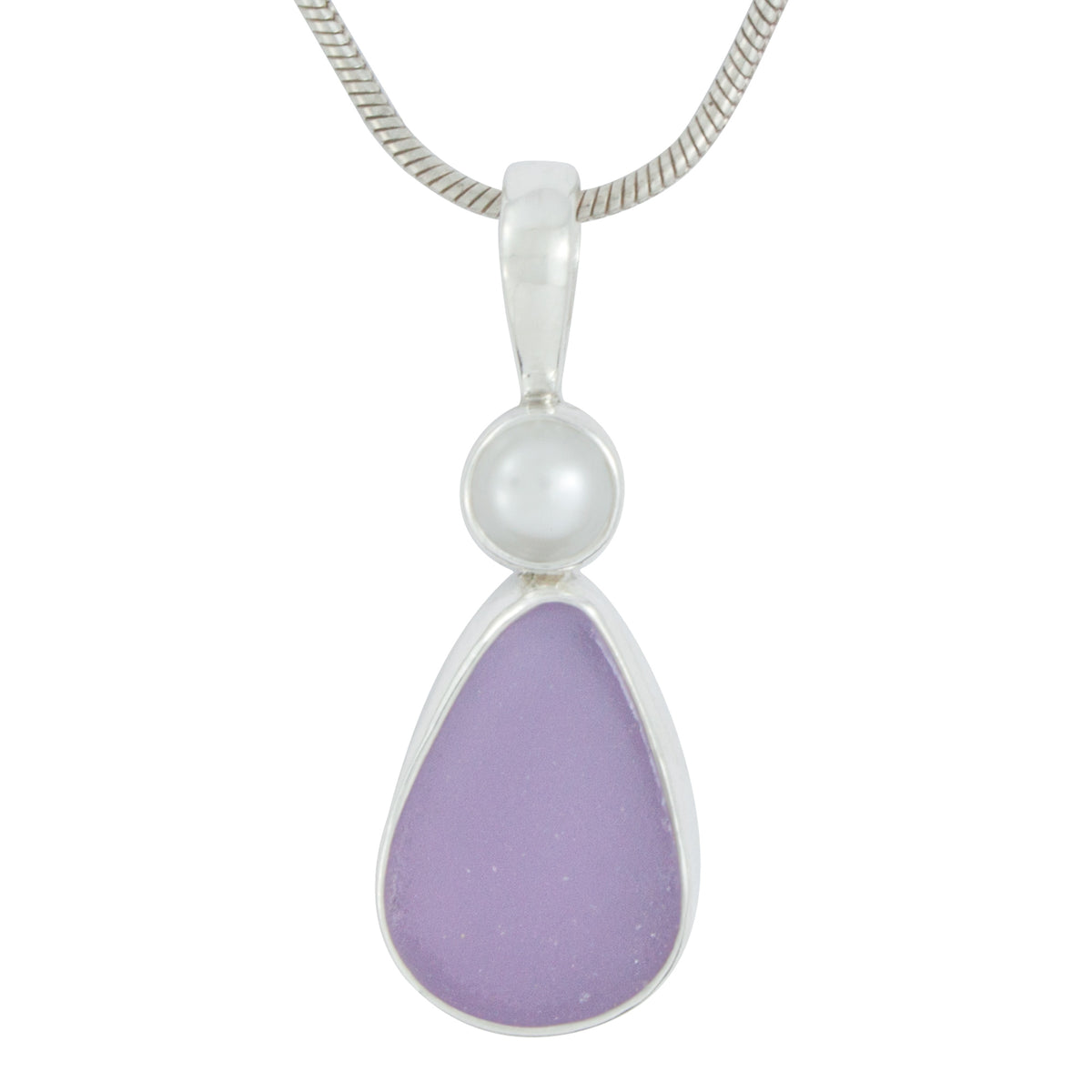 Simple Elagant Sea Glass Pendant with Pearl Accent
