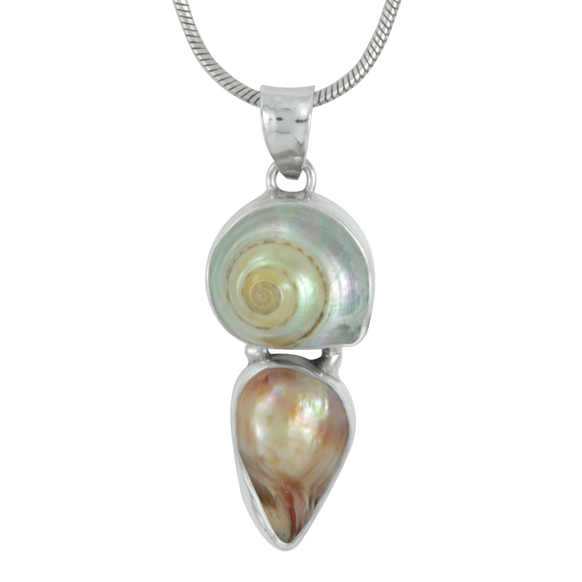 Silver Pendant With Shell Malabar Turbo &amp; Pearl Wongky Gold